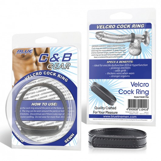 Кольцо на пенис из искусственной кожи на липучке VELCRO COCK RING - 5 см. - BlueLine - в Батайске купить с доставкой