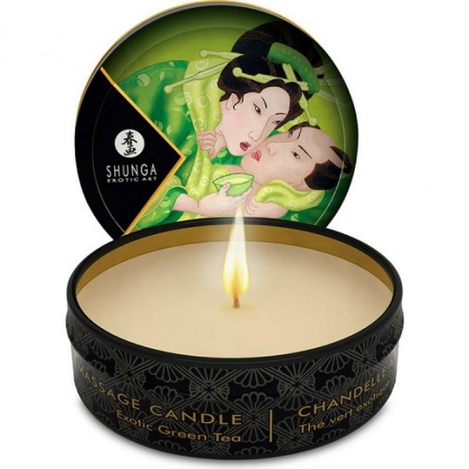 Массажная свеча Exotic Green Tea с ароматом зелёного чая - 30 мл. - Shunga - купить с доставкой в Батайске