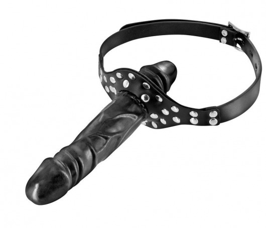 Черный кляп-фаллоимитатор Double Penis Gag - Fetish Tentation - купить с доставкой в Батайске