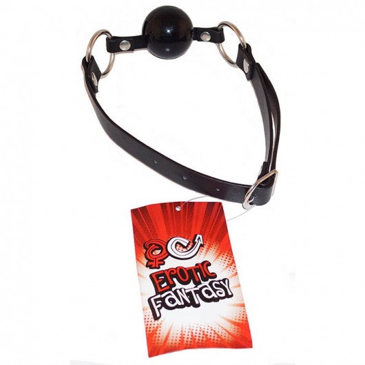 Силиконовый черный кляп-шарик на ремне Black Ballgag - Erotic Fantasy - купить с доставкой в Батайске