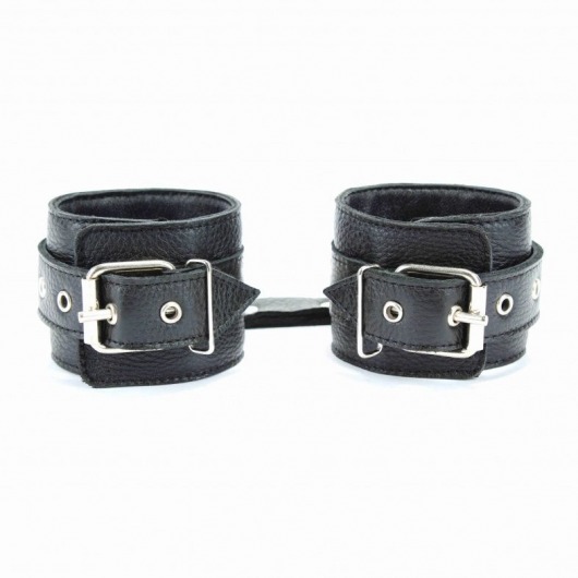 Чёрные кожаные оковы с клепками - БДСМ Арсенал - купить с доставкой в Батайске