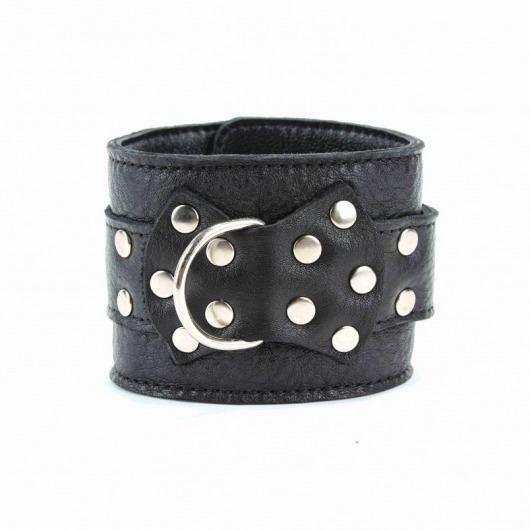 Чёрные кожаные оковы с клепками - БДСМ Арсенал - купить с доставкой в Батайске