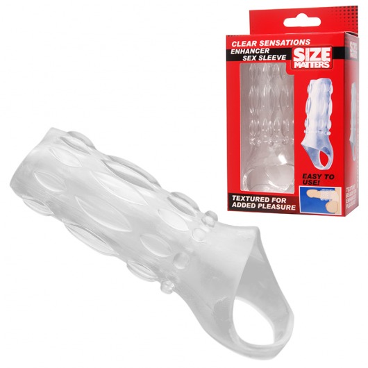 Насадка на пенис с кольцом для мошонки Clear Sensations Enhancer Sex Sleeve - 11,5 см. - XR Brands - в Батайске купить с доставкой