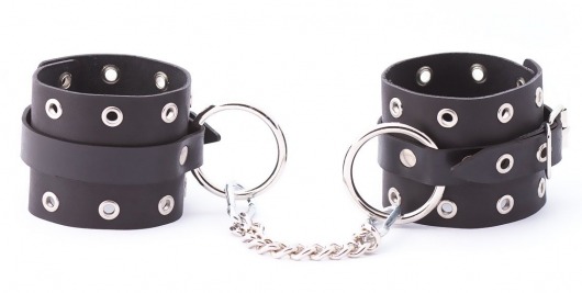 Черные кожаные оковы с люверсами - Crazy Handmade - купить с доставкой в Батайске