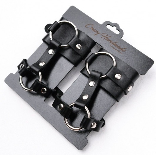 Черные наручники с креплением на кисть руки - Crazy Handmade - купить с доставкой в Батайске