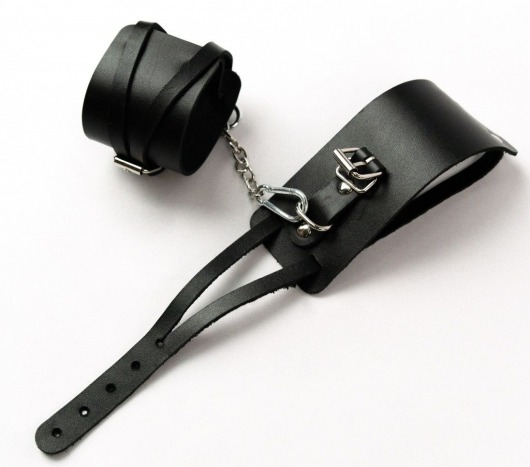 Черные кожаные оковы с креплением в виде веревочек - Crazy Handmade - купить с доставкой в Батайске