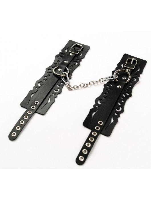 Узорчатые кожаные оковы с регулируемыми ремешками - Crazy Handmade - купить с доставкой в Батайске