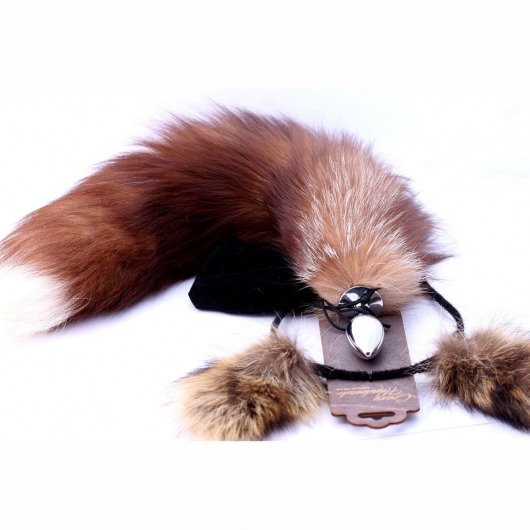 Игровой комплект: серебристая анальная пробка с пушистым хвостом и ободок-ушки - Crazy Handmade - купить с доставкой в Батайске