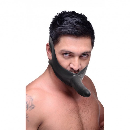 Черный кляп-страпон Masters Mini Face Fuck Strap-On - 14 см. - XR Brands - купить с доставкой в Батайске