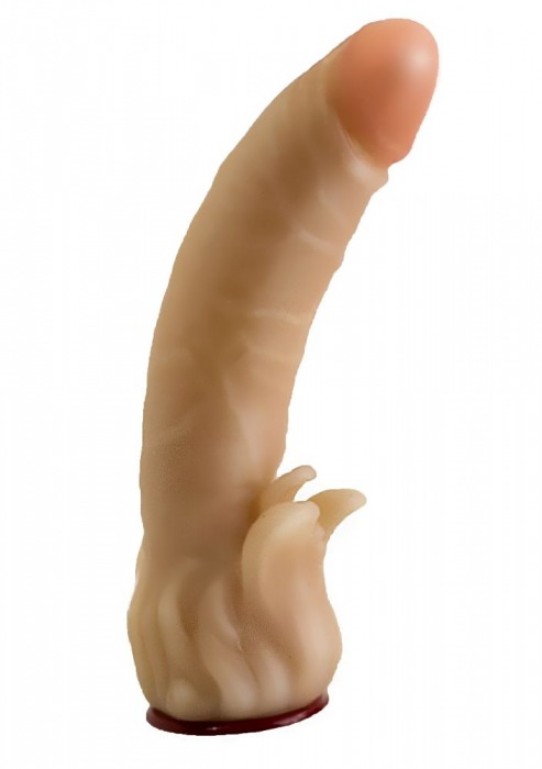 Телесная гелевая насадка-фаллос с клиторальными лепестками - 18,5 см. - LOVETOY (А-Полимер) - купить с доставкой в Батайске