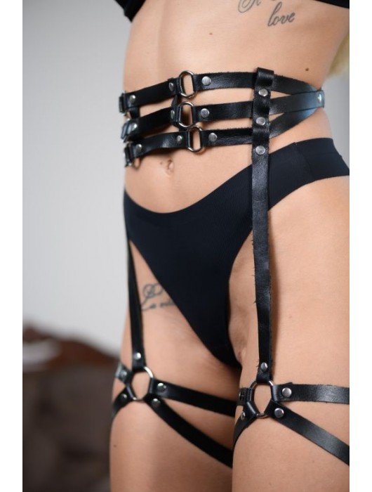 Кожаные гартеры на поясе Esteria - БДСМ Арсенал - купить с доставкой в Батайске