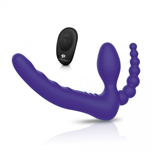 Фиолетовый безремневой страпон с пультом ДУ 7’’ Remote Control Strapless - 24 см. - Pegasus - купить с доставкой в Батайске