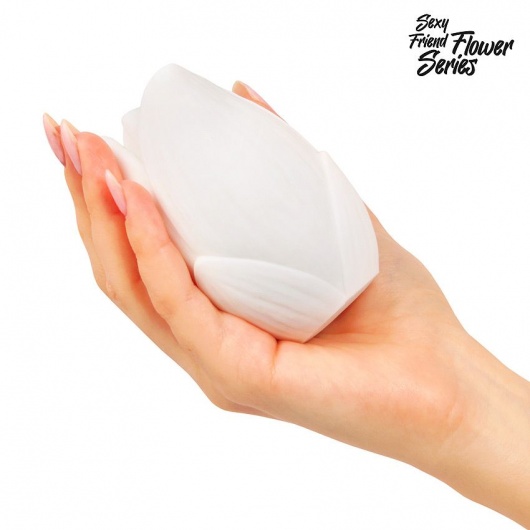 Белый нереалистичный мастурбатор в форме бутона цветка Lotus - 1137 - в Батайске купить с доставкой