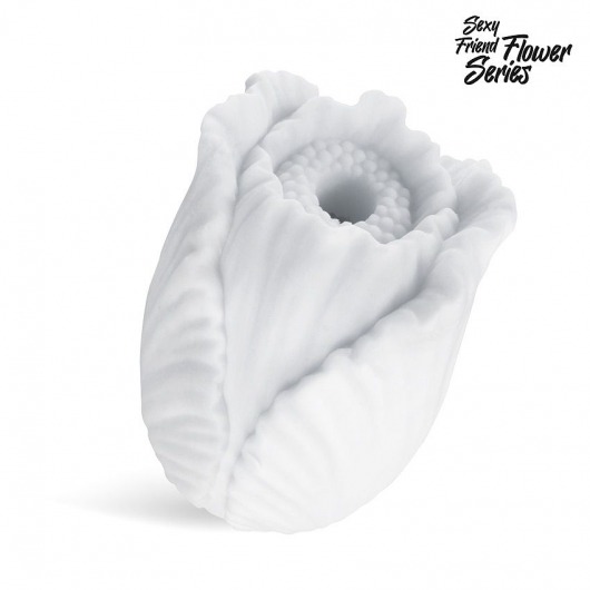Белый нереалистичный мастурбатор в форме бутона цветка Tulips - 1137 - в Батайске купить с доставкой