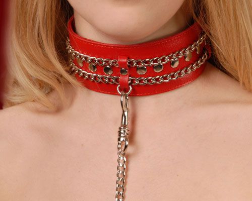 Красный ошейник с цепочками - Sitabella - купить с доставкой в Батайске