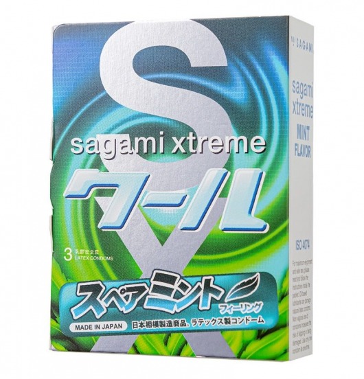 Презервативы Sagami Xtreme Mint с ароматом мяты - 3 шт. - Sagami - купить с доставкой в Батайске