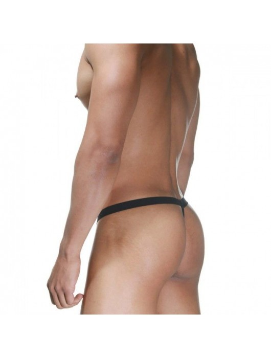 Черно-голубые трусы-стринги с серебристыми кольцами - La Blinque купить с доставкой