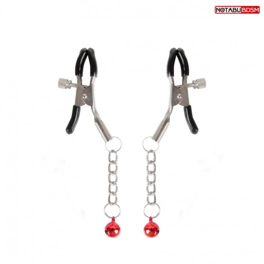 Серебристые зажимы на соски с шариками на цепочках - Notabu - купить с доставкой в Батайске
