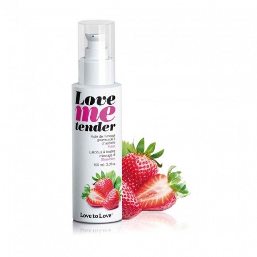 Съедобное согревающее массажное масло Love Me Tender Strawberry с ароматом клубники - 100 мл. - Love to Love - купить с доставкой в Батайске