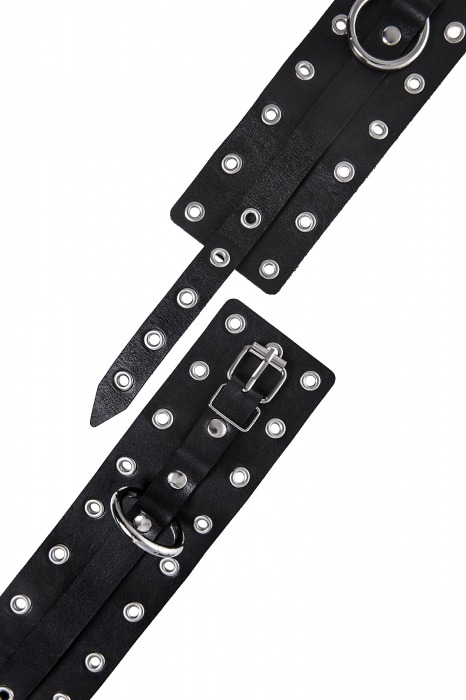 Черные кожаные однослойные оковы с люверсами - Pecado - купить с доставкой в Батайске