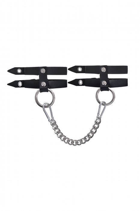 Черные однослойные кожаные оковы из двух ремешков - Pecado - купить с доставкой в Батайске