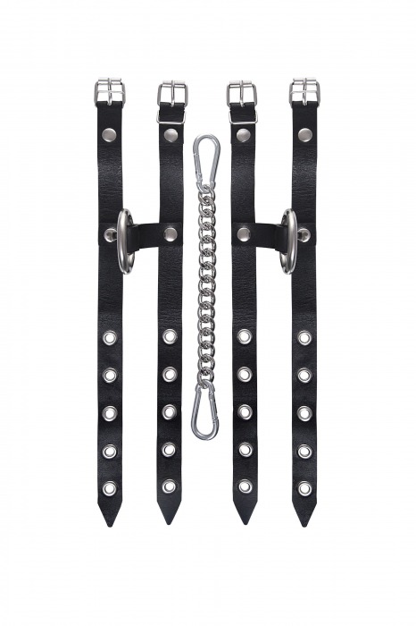 Черные однослойные кожаные оковы из двух ремешков - Pecado - купить с доставкой в Батайске