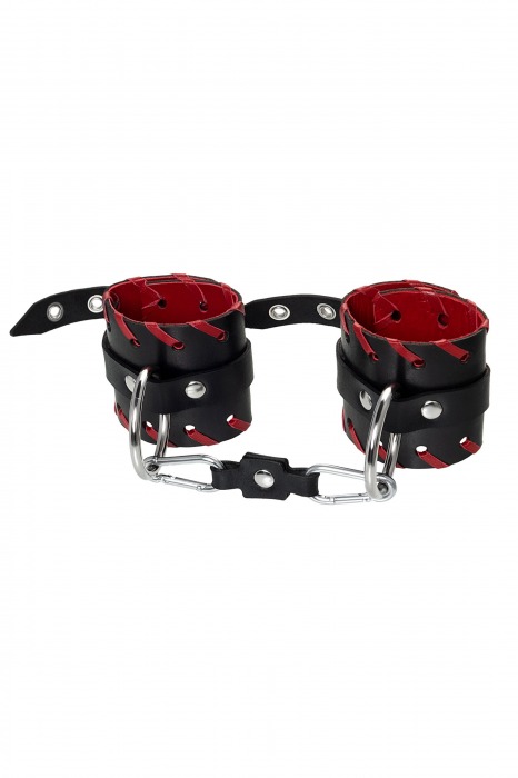 Черно-красные наручники из натуральной кожи - Pecado - купить с доставкой в Батайске