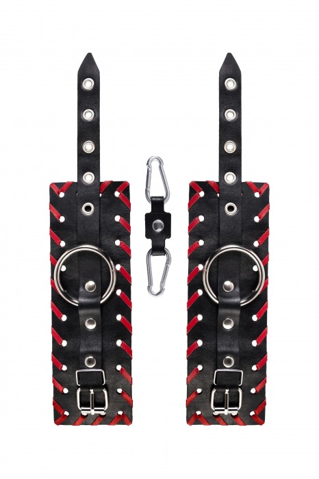 Черно-красные наручники из натуральной кожи - Pecado - купить с доставкой в Батайске