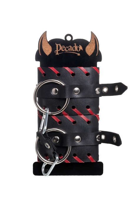 Черно-красные наручники из натуральной кожи - Pecado - купить с доставкой в Батайске