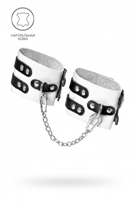 Бело-черные оковы с двумя ремешками и люверсами - Pecado - купить с доставкой в Батайске