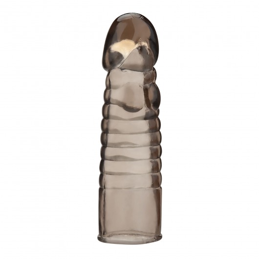 Дымчатая насадка-удлинитель Ribbed Realistic Penis Enhancing Sleeve Extension - 15,2 см. - BlueLine - в Батайске купить с доставкой
