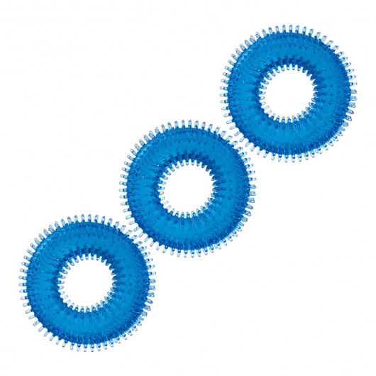 Комплект из трех голубых колец для эрекции 3-Pack Ultra-Stim Stretch Cock Rings - BlueLine - в Батайске купить с доставкой