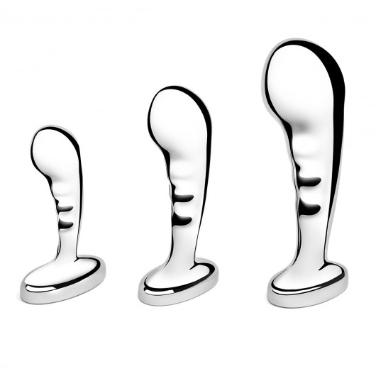 Набор из 3 стальных стимуляторов простаты Stainless Steel P-spot Training Set - b-Vibe - в Батайске купить с доставкой
