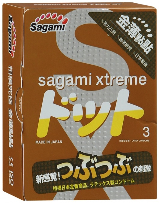 Презервативы Sagami Xtreme FEEL UP с точечной текстурой и линиями прилегания - 3 шт. - Sagami - купить с доставкой в Батайске