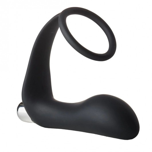 Черное эрекционное кольцо с вибропробкой Vibrating Anal Plug With Cockring - Dream Toys - в Батайске купить с доставкой
