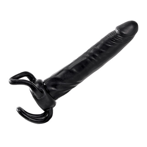 Чёрная насадка-фаллос для двойного проникновения INFLATABLE DILDO SLIM DONG  - 13,5 см. - Toyz4lovers - в Батайске купить с доставкой