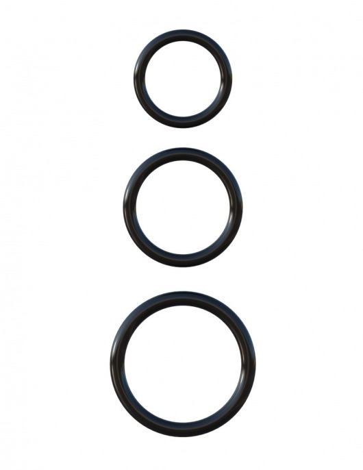 Набор из трех черных эрекционных колец Silicone 3-Ring Stamina Set - Pipedream - в Батайске купить с доставкой