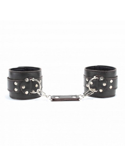 Коричневые оковы из мягкой кожи на металлической цепочке - БДСМ Арсенал - купить с доставкой в Батайске