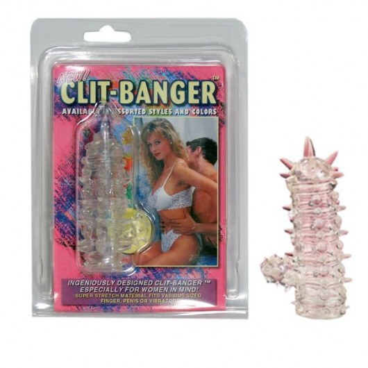 Прозрачная насадка с шипами и клиторальной шишечкой CLIT-BANGER SLEEVE IN CLEAR - Tonga - в Батайске купить с доставкой