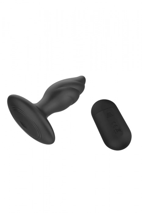 Черная анальная вибропробка Angelina Remote Rotating Plug - 14 см. - Dream Toys