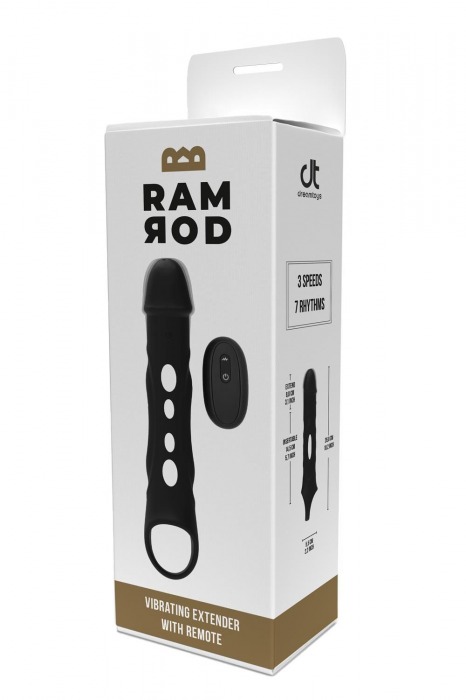 Черная насадка-удлинитель Vibrating Extender With Remote с вибрацией - Dream Toys - в Батайске купить с доставкой