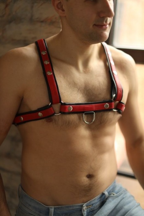 Черно-красная мужская портупея Black-Red - БДСМ Арсенал - купить с доставкой в Батайске