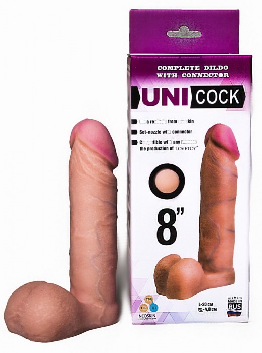 Фаллическая насадка для страпона UNICOCK 8  - 20 см. - LOVETOY (А-Полимер) - купить с доставкой в Батайске