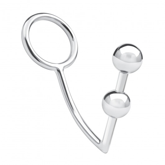 Кольцо на пенис с анальным стимулятором Two Bead Stainless Steel Anal Hook   Cock Ring - BlueLine - в Батайске купить с доставкой