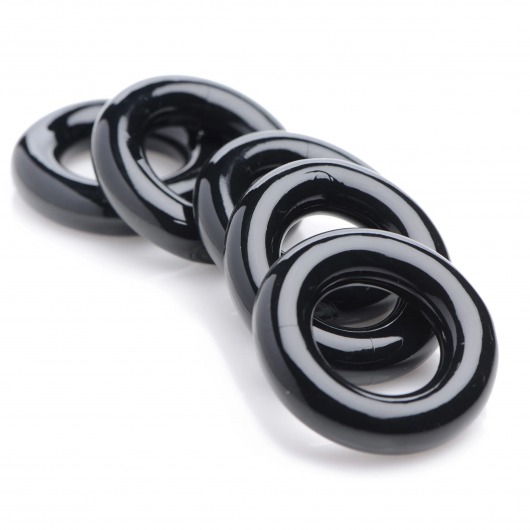 Комплект из 5 черных эрекционных колец для мошонки Ring Master Custom Ball Stretcher Kit - XR Brands - в Батайске купить с доставкой