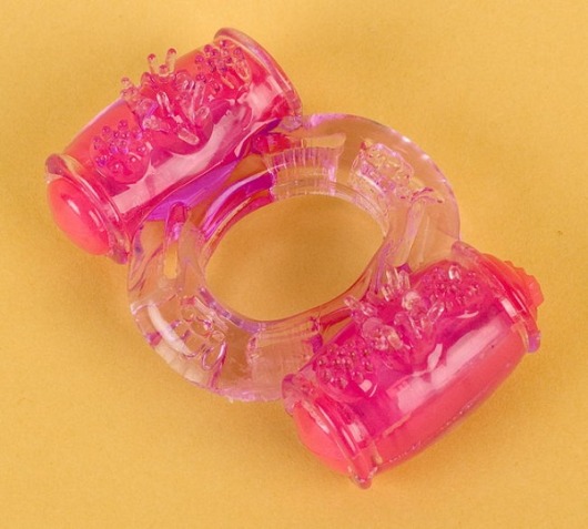 Фиолетовое виброкольцо с двумя вибропульками - Toyfa Basic - в Батайске купить с доставкой