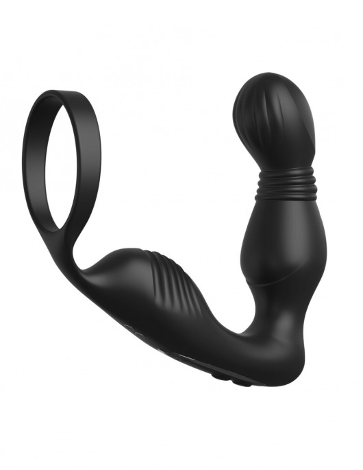 Черный вибростимулятор простаты с эрекционным кольцом Ass-Gasm Pro P-Spot Milker - Pipedream - в Батайске купить с доставкой