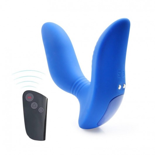 Синий вибромассажер простаты 3,5’’ Remote Control Curve P-spot Massager - 12 см. - Erokay - в Батайске купить с доставкой