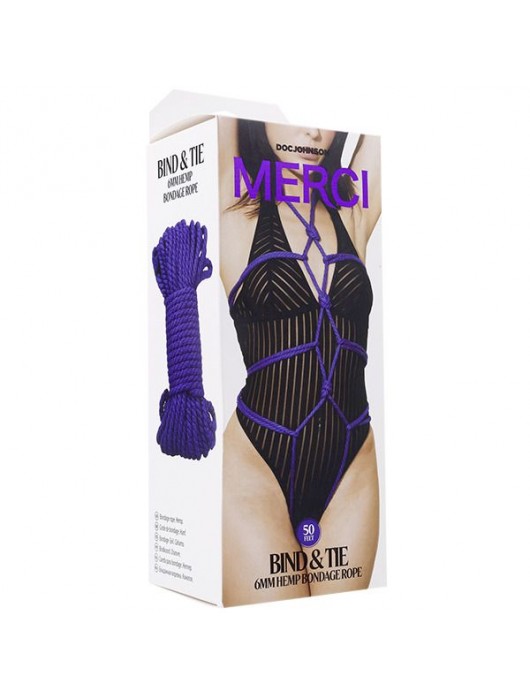 Фиолетовая верёвка для связывания и фиксации Bind Tie - 15,24 м. - Doc Johnson - купить с доставкой в Батайске