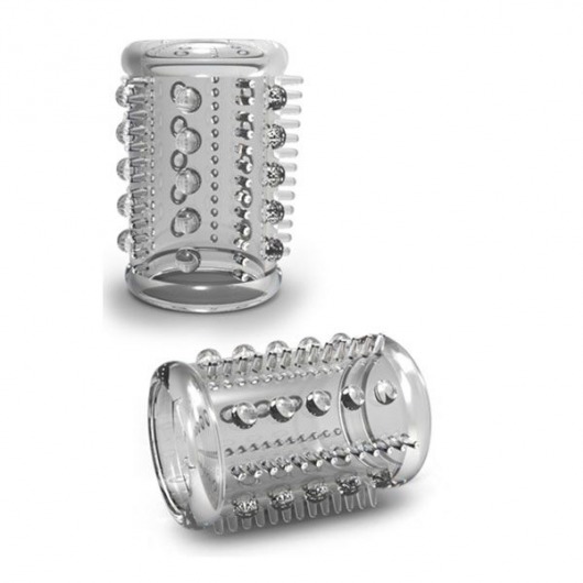 Прозрачная насадка с шипами и шишечками STAY HARD COCK SLEEVE 03 CLEAR - Blush Novelties - в Батайске купить с доставкой